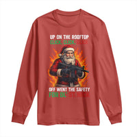 Funny Gun Christmas Long Sleeve Shirt Up On The Rooftop Click Click Off Went The Safety For Ol St Nick - Wonder Print Shop