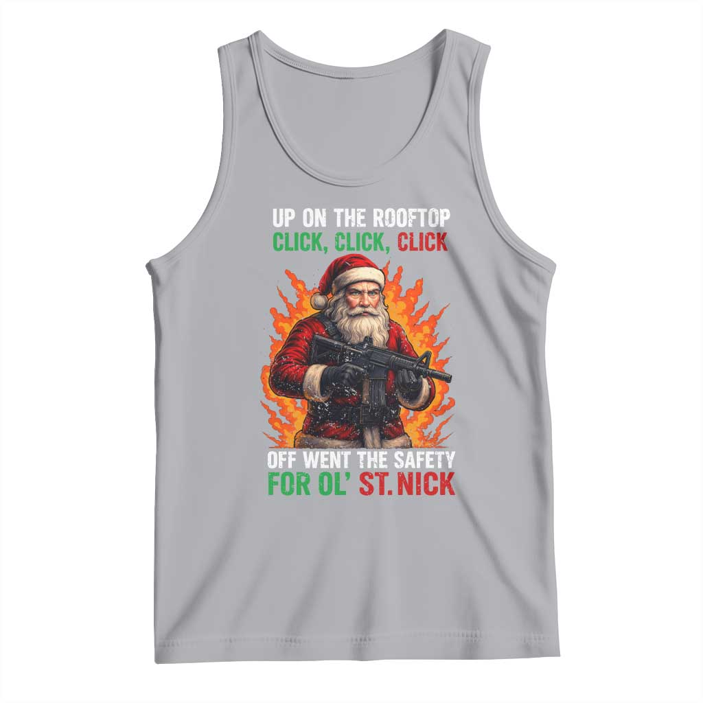 Funny Gun Christmas Tank Top Up On The Rooftop Click Click Off Went The Safety For Ol St Nick - Wonder Print Shop