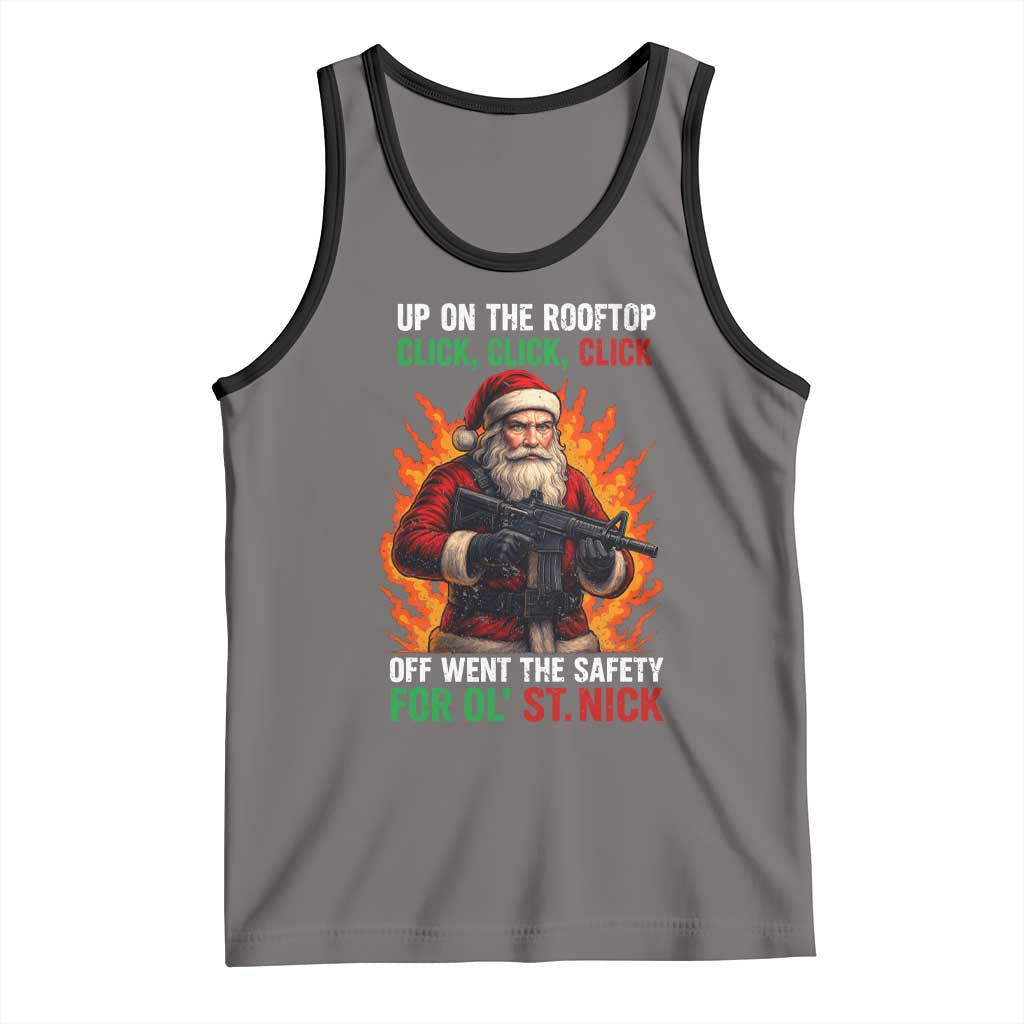Funny Gun Christmas Tank Top Up On The Rooftop Click Click Off Went The Safety For Ol St Nick - Wonder Print Shop