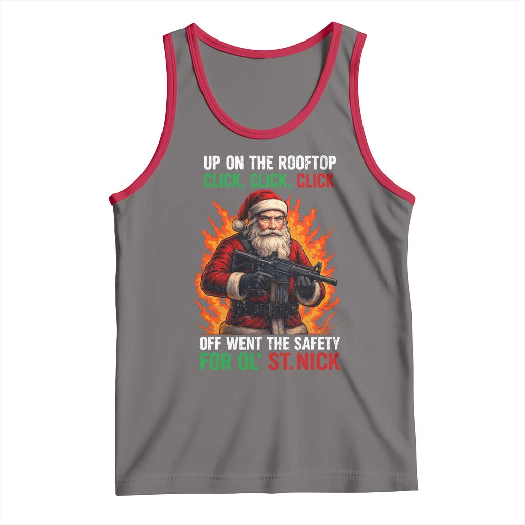 Funny Gun Christmas Tank Top Up On The Rooftop Click Click Off Went The Safety For Ol St Nick - Wonder Print Shop