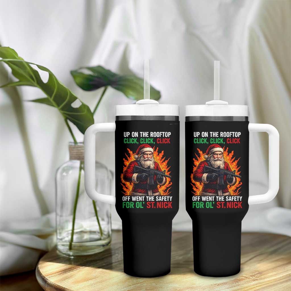Funny Gun Christmas Tumbler With Handle Up On The Rooftop Click Click Off Went The Safety For Ol St Nick - Wonder Print Shop