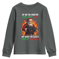 Funny Gun Christmas Youth Sweatshirt Up On The Rooftop Click Click Off Went The Safety For Ol St Nick - Wonder Print Shop
