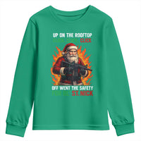Funny Gun Christmas Youth Sweatshirt Up On The Rooftop Click Click Off Went The Safety For Ol St Nick - Wonder Print Shop