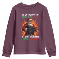 Funny Gun Christmas Youth Sweatshirt Up On The Rooftop Click Click Off Went The Safety For Ol St Nick - Wonder Print Shop
