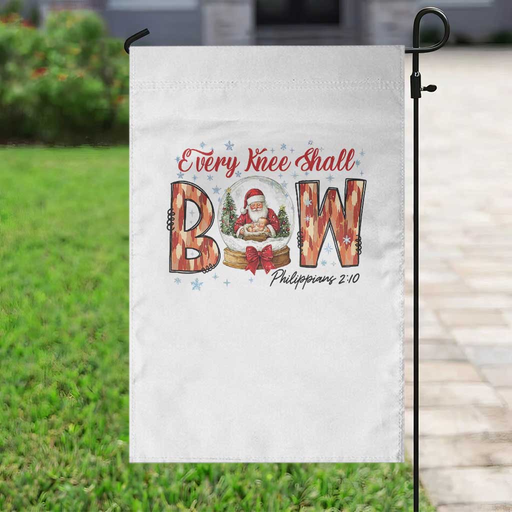 Every Knee Shall Bow Garden Flag Santa Christmas Nativity Scene Bible Verse - Wonder Print Shop
