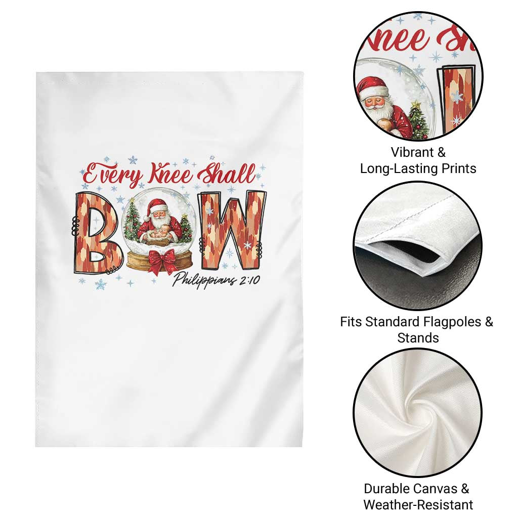 Every Knee Shall Bow Garden Flag Santa Christmas Nativity Scene Bible Verse - Wonder Print Shop