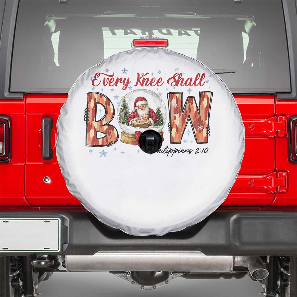 Every Knee Shall Bow Spare Tire Cover Santa Christmas Nativity Scene Bible Verse - Wonder Print Shop