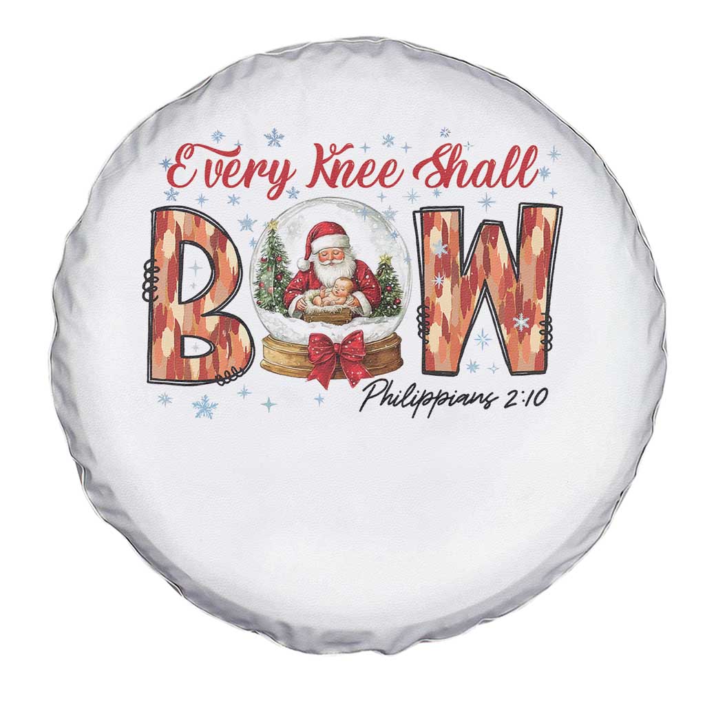 Every Knee Shall Bow Spare Tire Cover Santa Christmas Nativity Scene Bible Verse - Wonder Print Shop