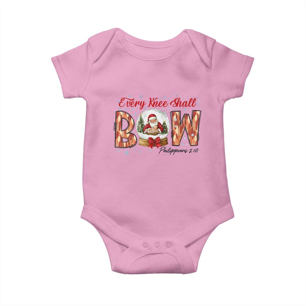 Every Knee Shall Bow Baby Onesie Santa Christmas Nativity Scene Bible Verse - Wonder Print Shop