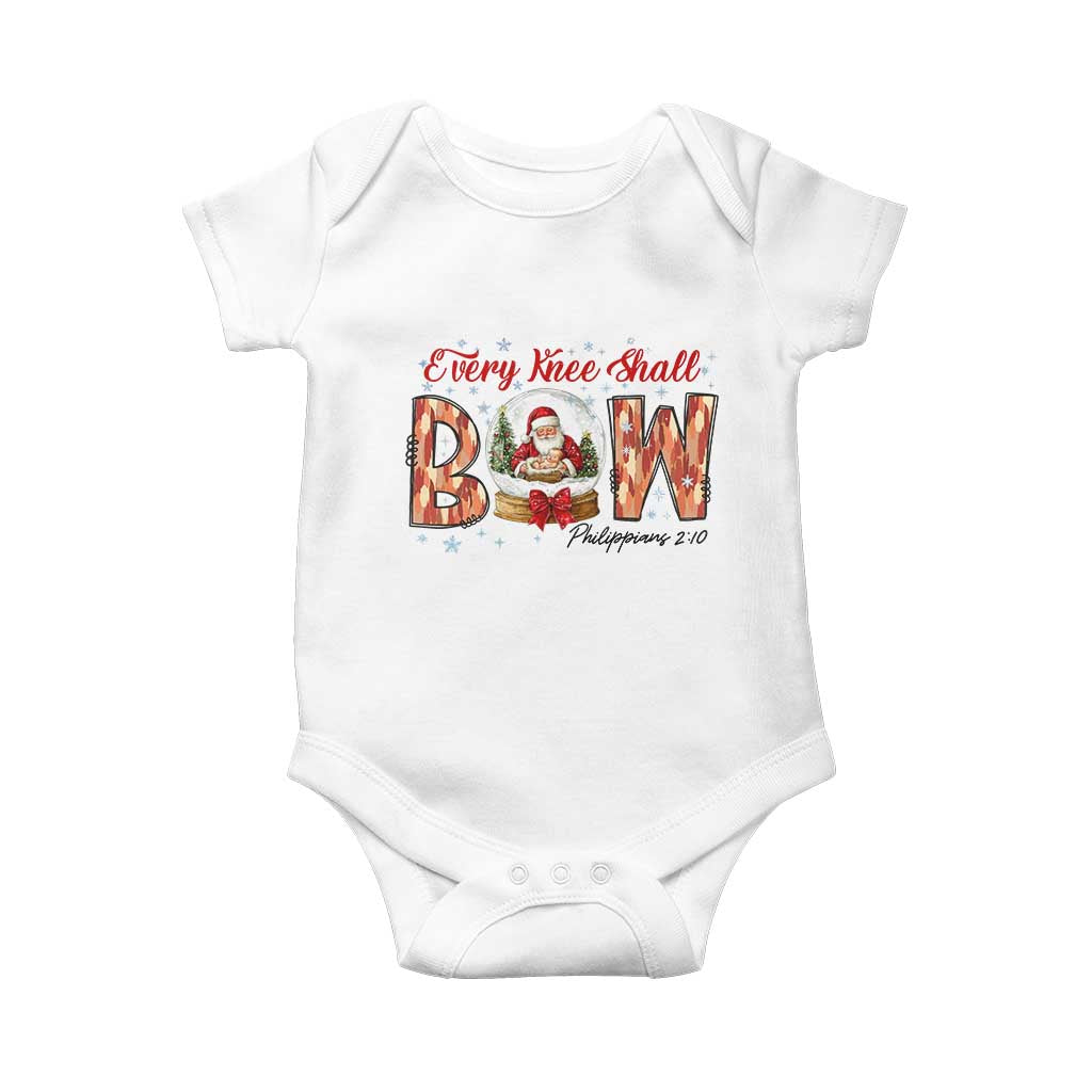 Every Knee Shall Bow Baby Onesie Santa Christmas Nativity Scene Bible Verse - Wonder Print Shop