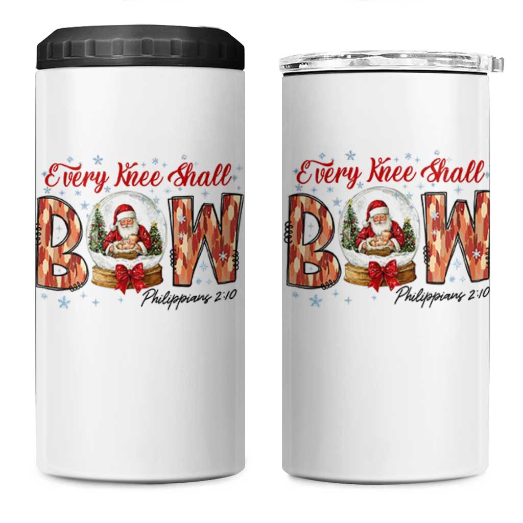 Every Knee Shall Bow 4 in 1 Can Cooler Tumbler Santa Christmas Nativity Scene Bible Verse - Wonder Print Shop