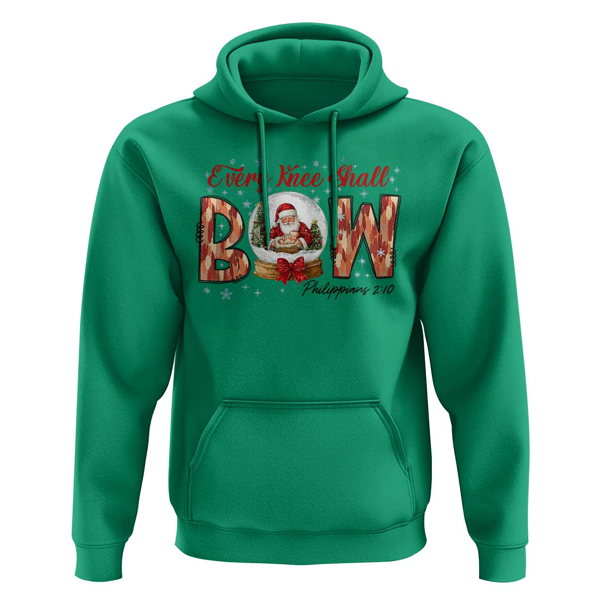 Every Knee Shall Bow Hoodie Santa Christmas Nativity Scene Bible Verse - Wonder Print Shop
