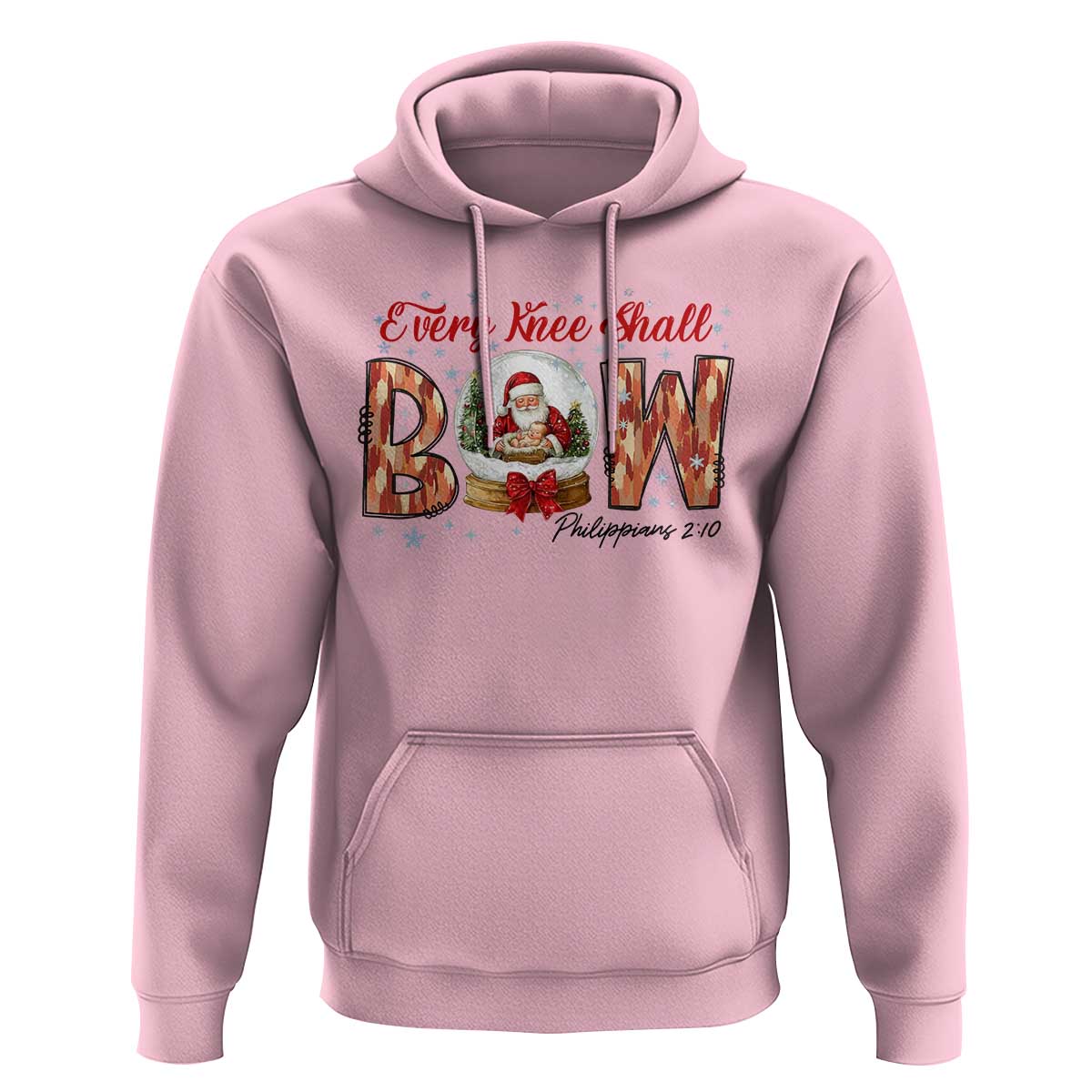 Every Knee Shall Bow Hoodie Santa Christmas Nativity Scene Bible Verse - Wonder Print Shop