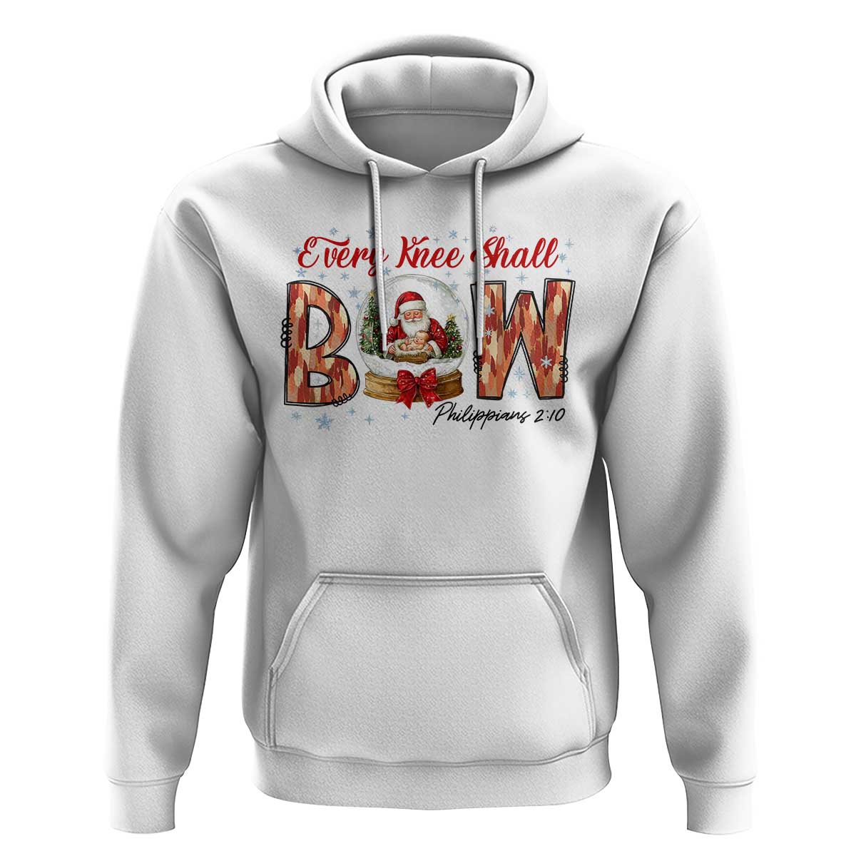 Every Knee Shall Bow Hoodie Santa Christmas Nativity Scene Bible Verse - Wonder Print Shop