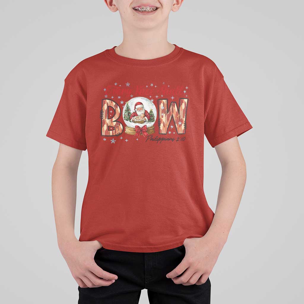 Every Knee Shall Bow T Shirt For Kid Santa Christmas Nativity Scene Bible Verse - Wonder Print Shop