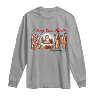 Every Knee Shall Bow Long Sleeve Shirt Santa Christmas Nativity Scene Bible Verse - Wonder Print Shop