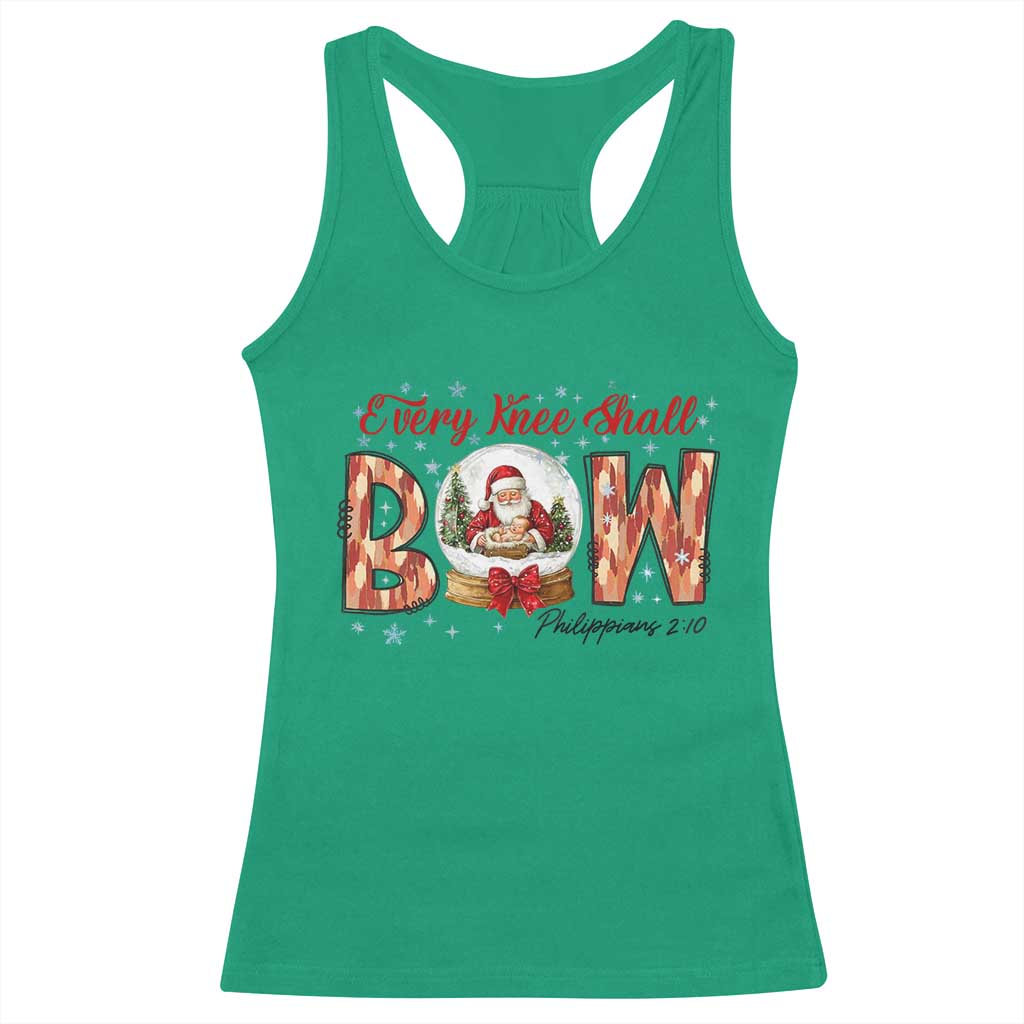 Every Knee Shall Bow Racerback Tank Top Santa Christmas Nativity Scene Bible Verse - Wonder Print Shop