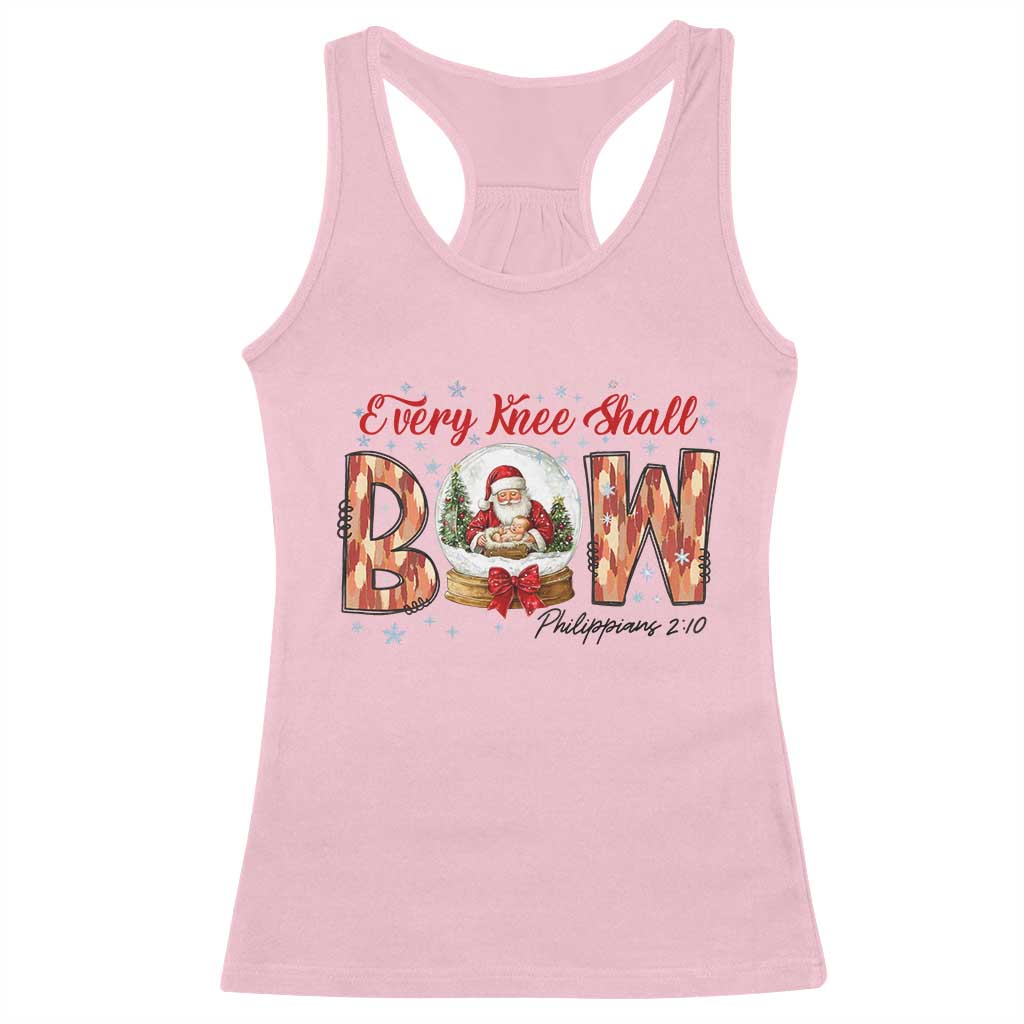 Every Knee Shall Bow Racerback Tank Top Santa Christmas Nativity Scene Bible Verse - Wonder Print Shop