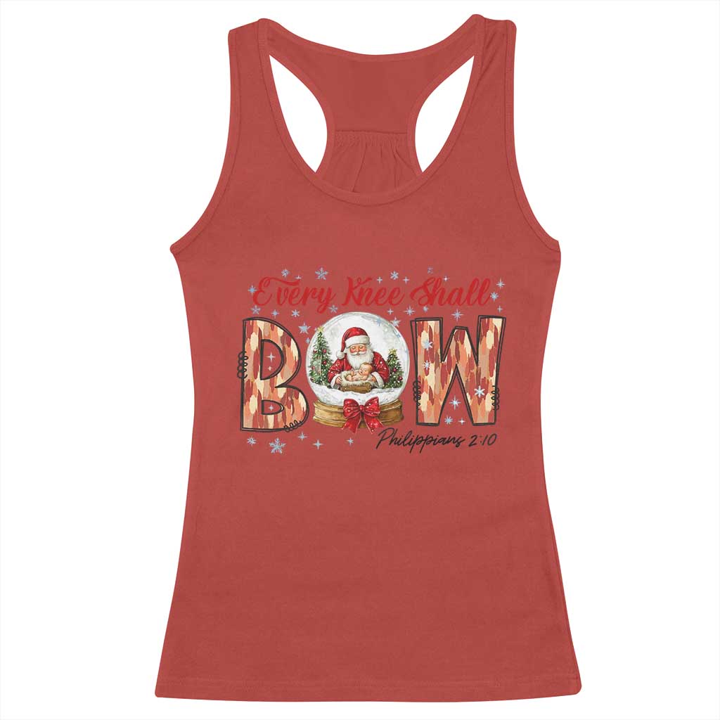 Every Knee Shall Bow Racerback Tank Top Santa Christmas Nativity Scene Bible Verse - Wonder Print Shop