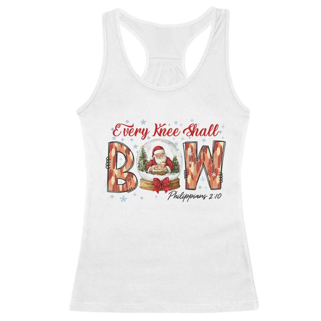 Every Knee Shall Bow Racerback Tank Top Santa Christmas Nativity Scene Bible Verse - Wonder Print Shop