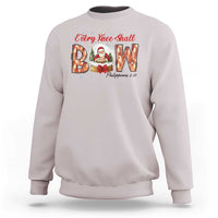 Every Knee Shall Bow Sweatshirt Santa Christmas Nativity Scene Bible Verse - Wonder Print Shop