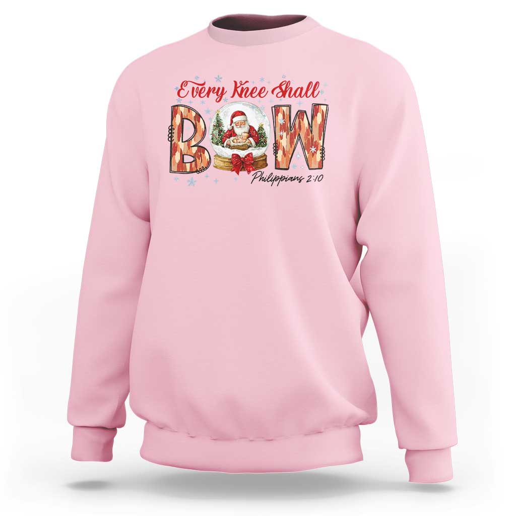 Every Knee Shall Bow Sweatshirt Santa Christmas Nativity Scene Bible Verse - Wonder Print Shop