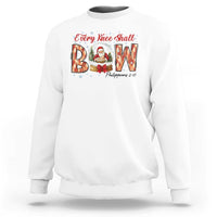 Every Knee Shall Bow Sweatshirt Santa Christmas Nativity Scene Bible Verse - Wonder Print Shop