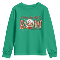 Every Knee Shall Bow Youth Sweatshirt Santa Christmas Nativity Scene Bible Verse - Wonder Print Shop