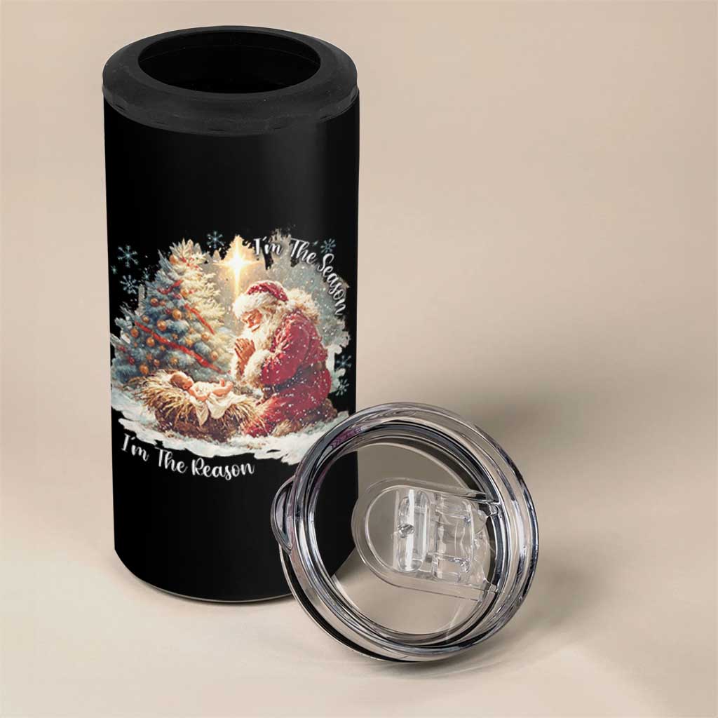 Christian Christmas 4 in 1 Can Cooler Tumbler Jesus I Am The Reason Santa I Am The Season - Wonder Print Shop