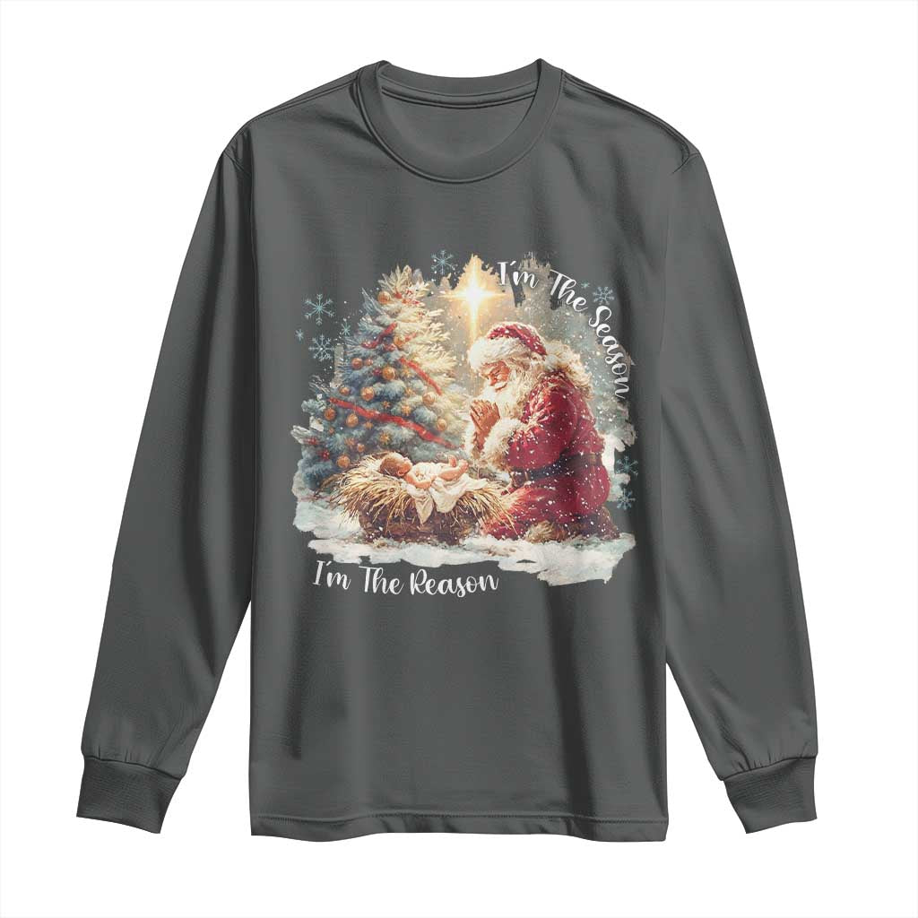 Christian Christmas Long Sleeve Shirt Jesus I Am The Reason Santa I Am The Season - Wonder Print Shop