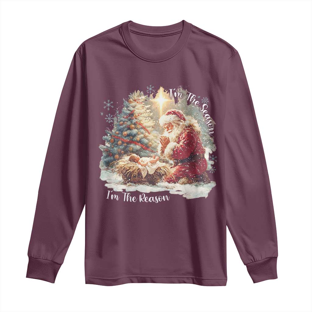 Christian Christmas Long Sleeve Shirt Jesus I Am The Reason Santa I Am The Season - Wonder Print Shop