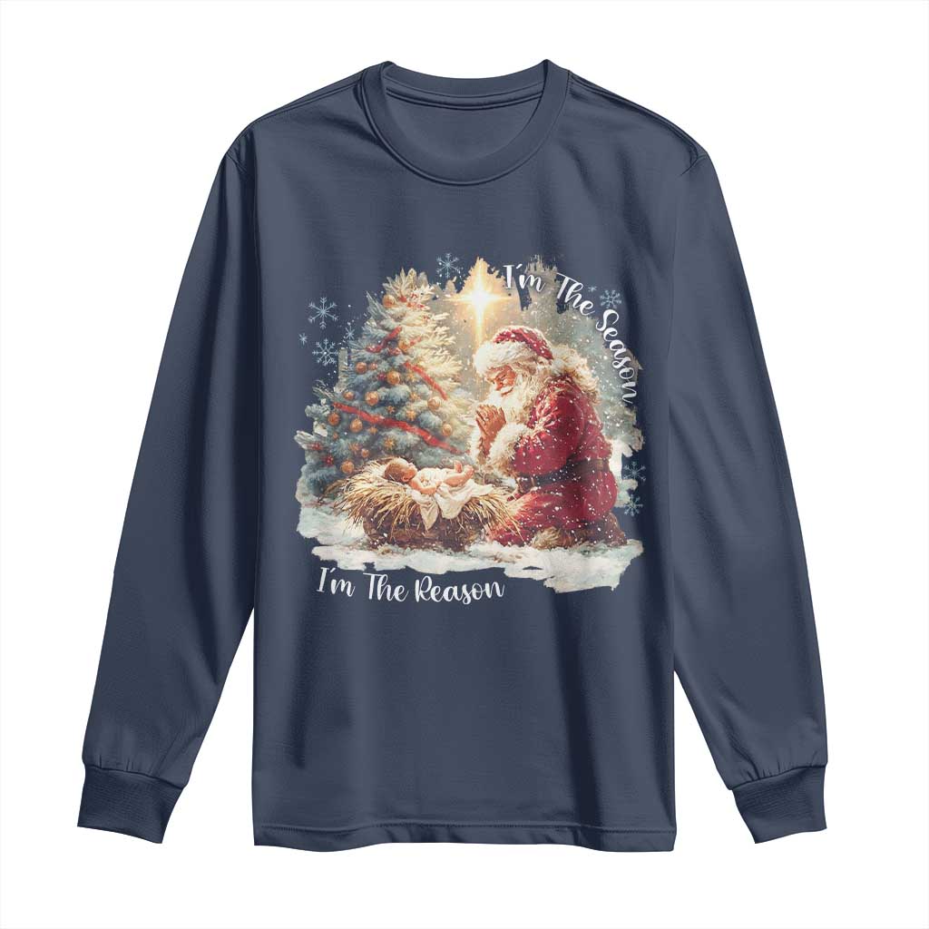 Christian Christmas Long Sleeve Shirt Jesus I Am The Reason Santa I Am The Season - Wonder Print Shop
