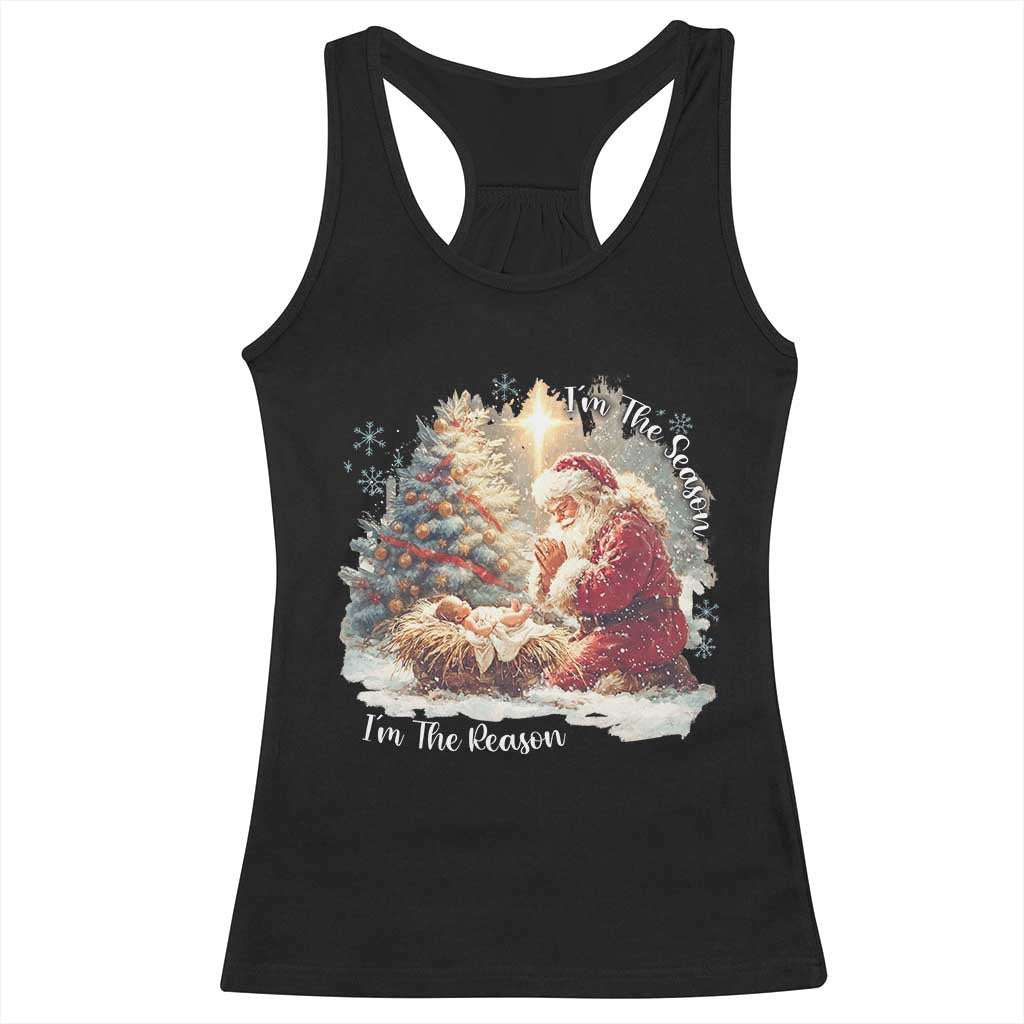 Christian Christmas Racerback Tank Top Jesus I Am The Reason Santa I Am The Season - Wonder Print Shop