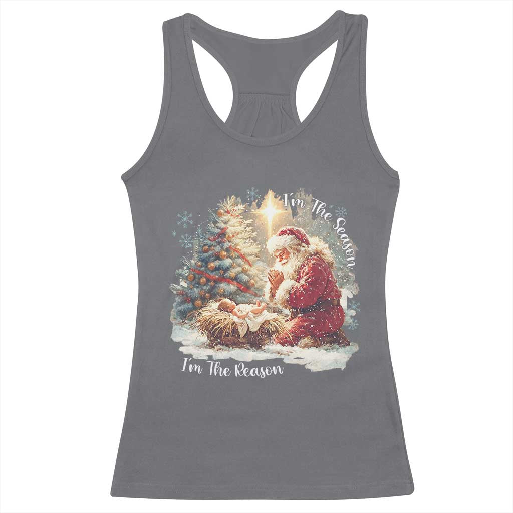 Christian Christmas Racerback Tank Top Jesus I Am The Reason Santa I Am The Season - Wonder Print Shop