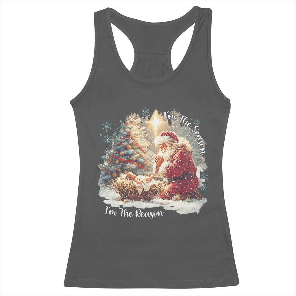 Christian Christmas Racerback Tank Top Jesus I Am The Reason Santa I Am The Season - Wonder Print Shop