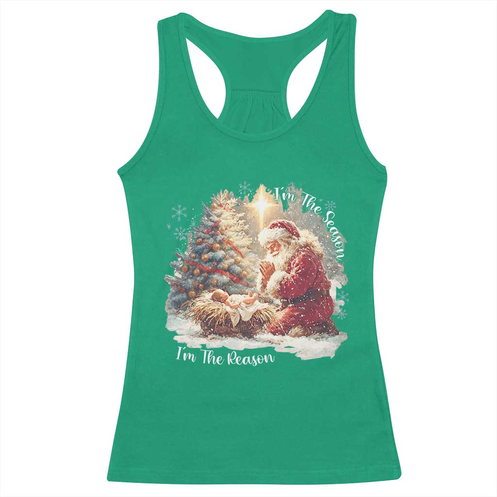 Christian Christmas Racerback Tank Top Jesus I Am The Reason Santa I Am The Season - Wonder Print Shop