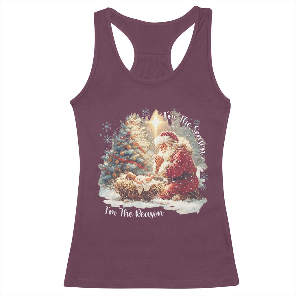 Christian Christmas Racerback Tank Top Jesus I Am The Reason Santa I Am The Season - Wonder Print Shop