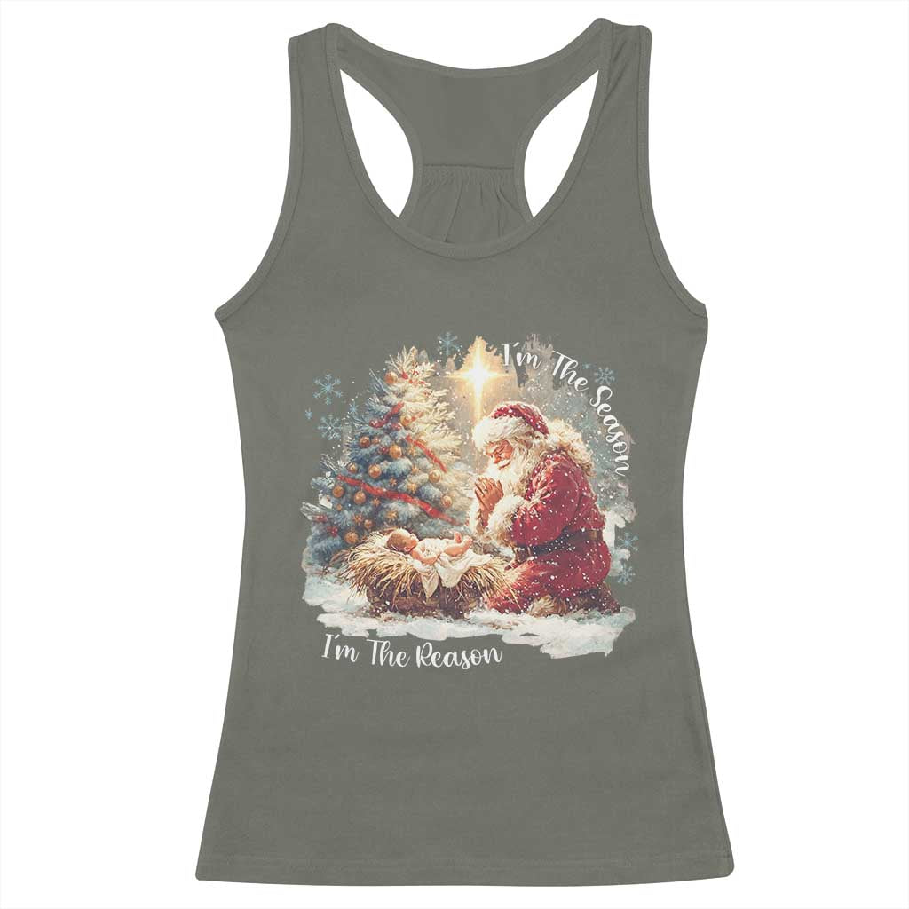 Christian Christmas Racerback Tank Top Jesus I Am The Reason Santa I Am The Season - Wonder Print Shop