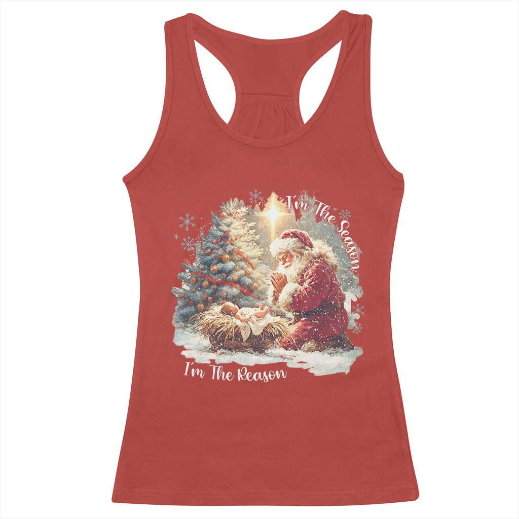 Christian Christmas Racerback Tank Top Jesus I Am The Reason Santa I Am The Season - Wonder Print Shop