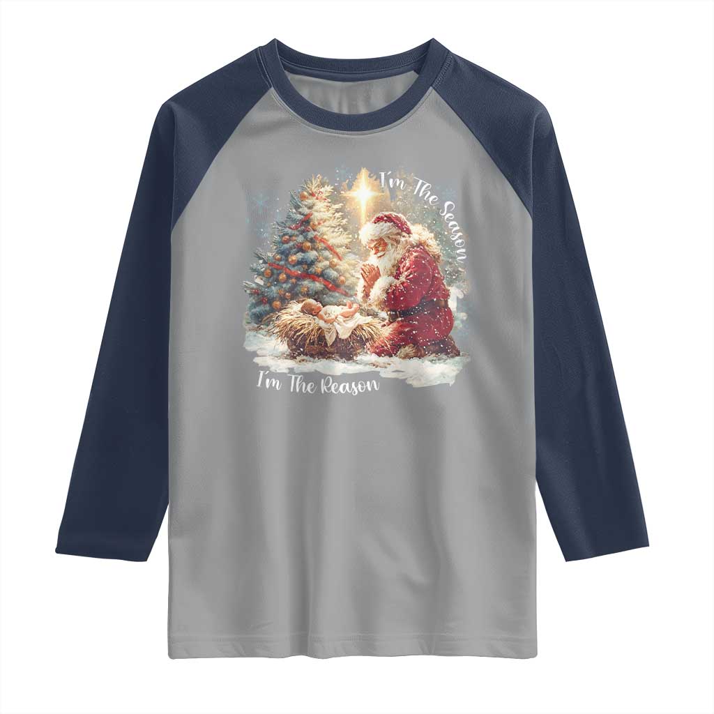 Christian Christmas Raglan Shirt Jesus I Am The Reason Santa I Am The Season - Wonder Print Shop