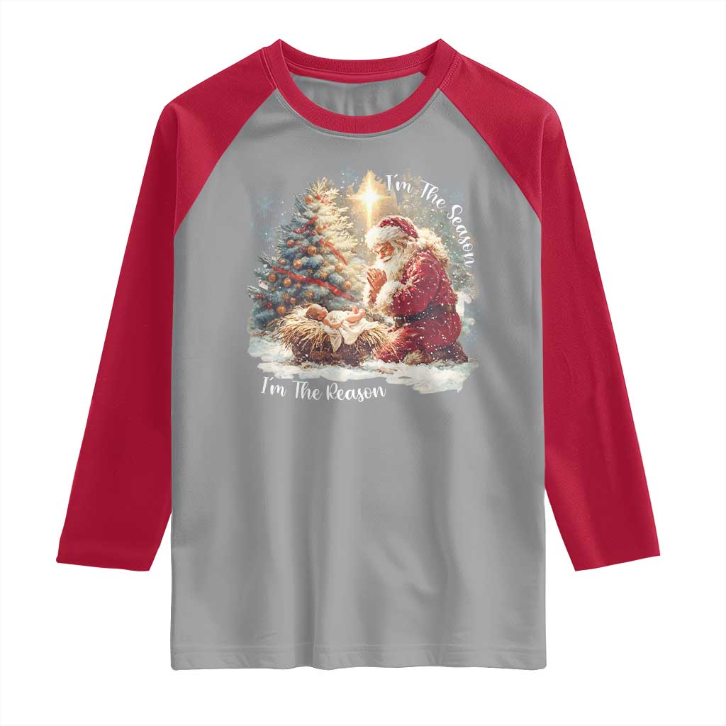 Christian Christmas Raglan Shirt Jesus I Am The Reason Santa I Am The Season - Wonder Print Shop