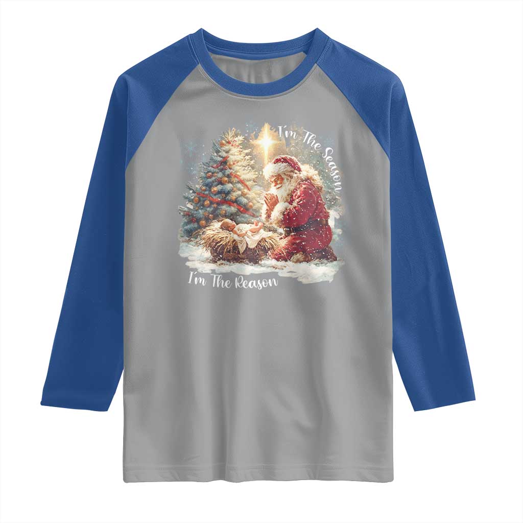 Christian Christmas Raglan Shirt Jesus I Am The Reason Santa I Am The Season - Wonder Print Shop