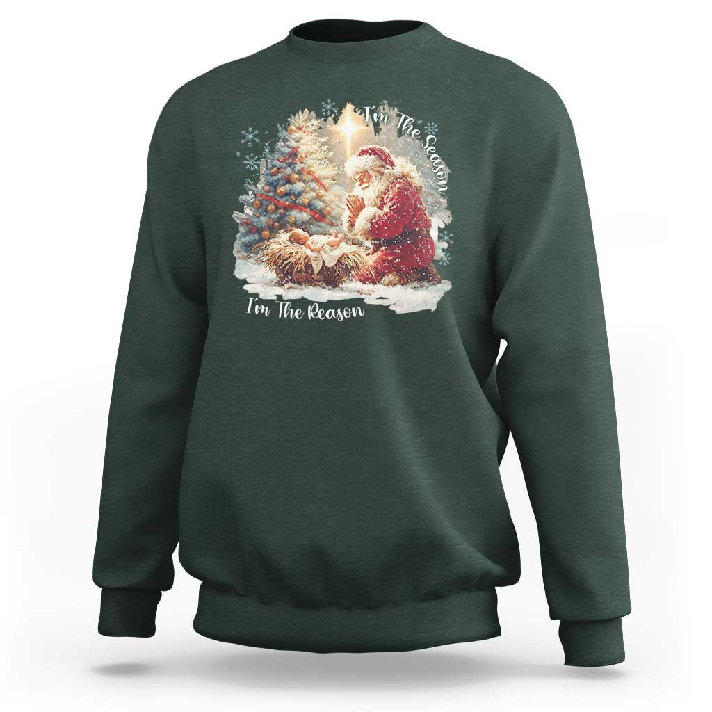 Christian Christmas Sweatshirt Jesus I Am The Reason Santa I Am The Season - Wonder Print Shop