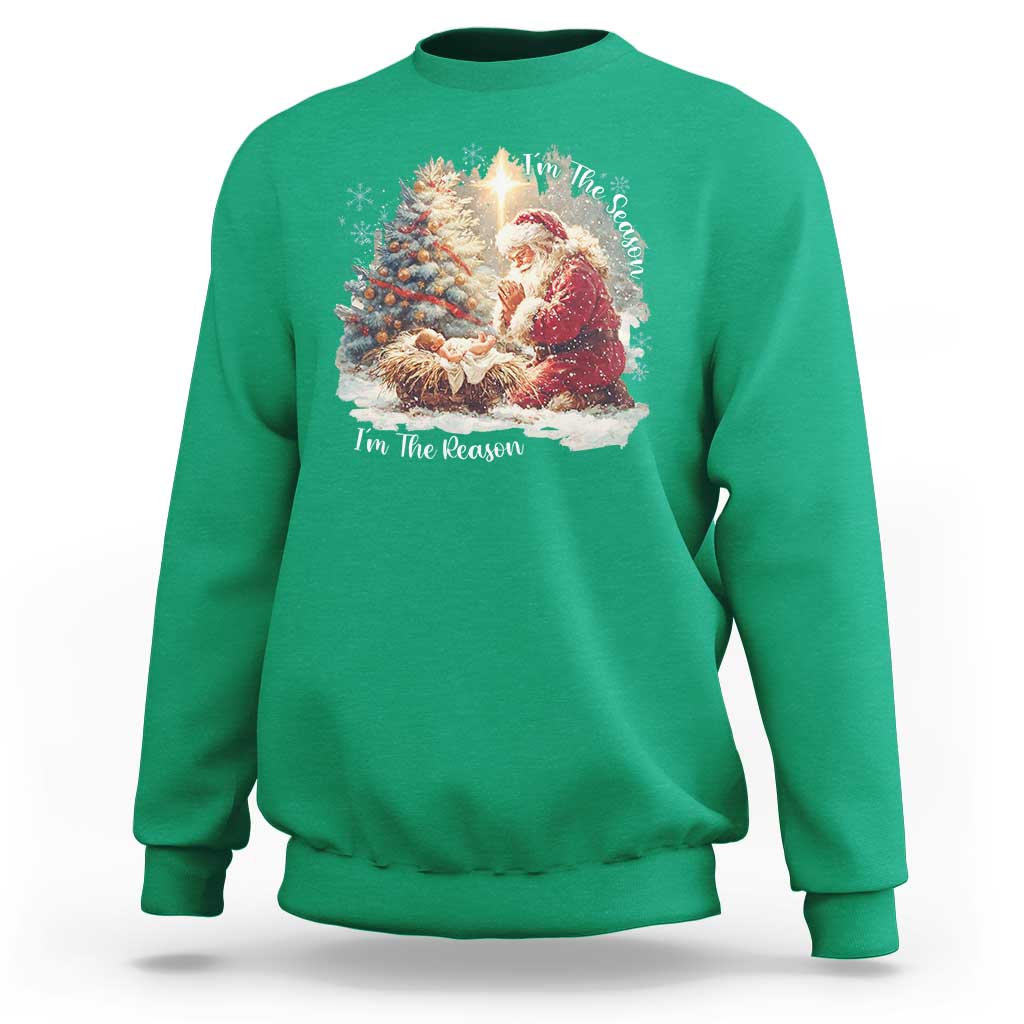 Christian Christmas Sweatshirt Jesus I Am The Reason Santa I Am The Season - Wonder Print Shop