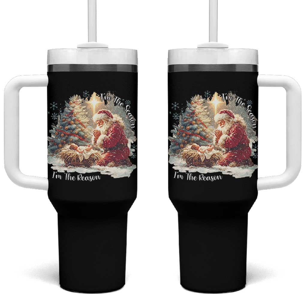 Christian Christmas Tumbler With Handle Jesus I Am The Reason Santa I Am The Season - Wonder Print Shop