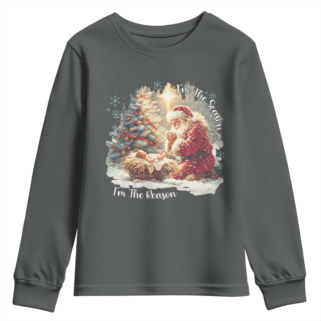 Christian Christmas Youth Sweatshirt Jesus I Am The Reason Santa I Am The Season - Wonder Print Shop