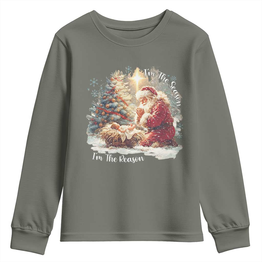 Christian Christmas Youth Sweatshirt Jesus I Am The Reason Santa I Am The Season - Wonder Print Shop