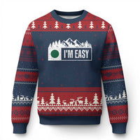 Funny Snowboard Ski Ugly Christmas Sweater I'm Easy Mountain Sign Retro Vintage - Wonder Print Shop