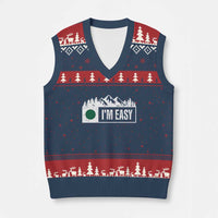 Funny Snowboard Ski V-Neck Knit Sweater Vest I'm Easy Mountain Sign Retro Vintage - Wonder Print Shop