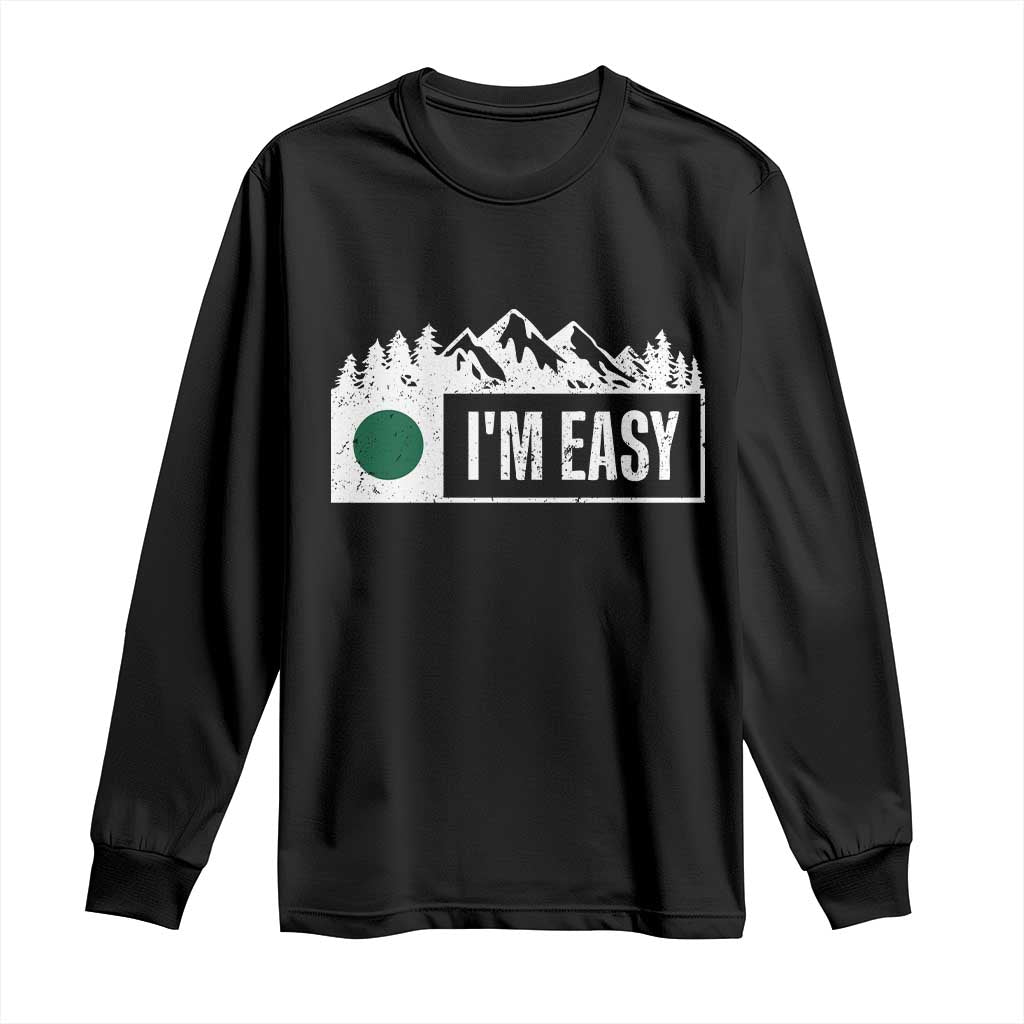 Funny Snowboard Ski Long Sleeve Shirt I'm Easy Mountain Sign Retro Vintage - Wonder Print Shop